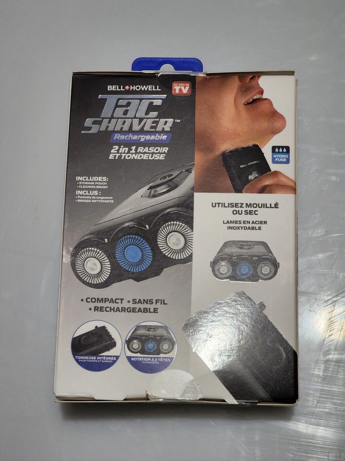 Bell + Howell Tac Shaver, Mustache and Beard Rotary Shaver with Pop-Up Trimmer 