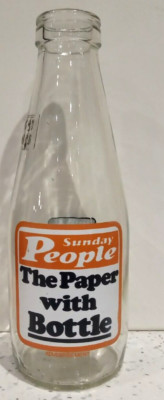 1980er Sunday People Werbung Milchflasche groß - Bingo Werbung auf Rückseite - toller Artikel
