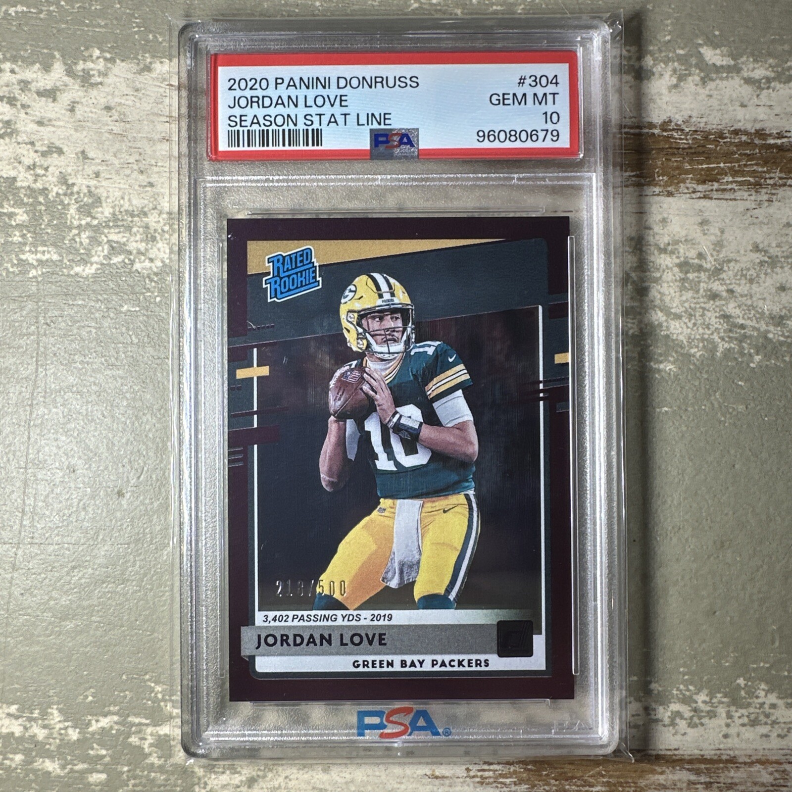 Jordan Love Panini Donruss #304 Season Stat Line