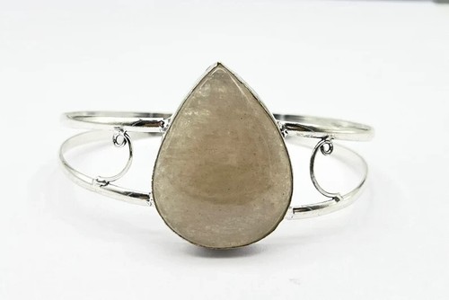 Valentine's Day Moonstone Gemstone 925 Sterling Silver Handmade Bracelet Cuff - Picture 4 of 6