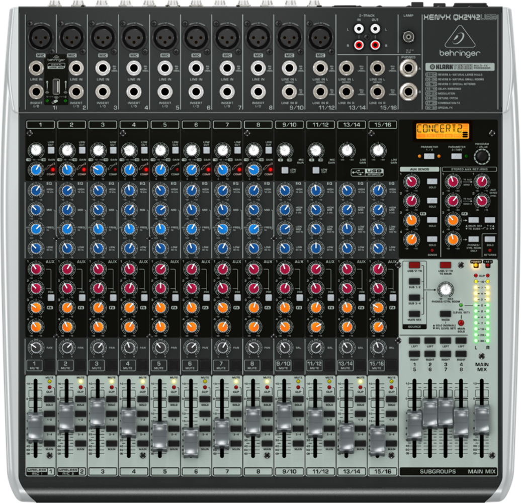 Behringer XENYX QX2442USB Mixer Small Format 24 Input w/Multi FX