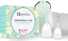 2pk Omnitex Menstrual Cups Pure Medical Grade Silicone Mix Pack Small & Large