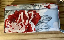  Cath Kidston Zip Around Purse Wallet Floral Rose Print Cotton PVC 19cm x 10cm