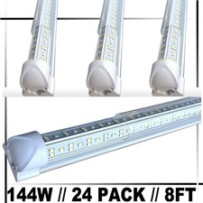 LED Shop Light Fixture 8FT 144w 18000LM T8 LED Tube Light Garage Light 24PACK