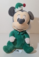 Disney Baby Mickey Mouse Elf Christmas Plush Stuffed Toy Green 11.5"