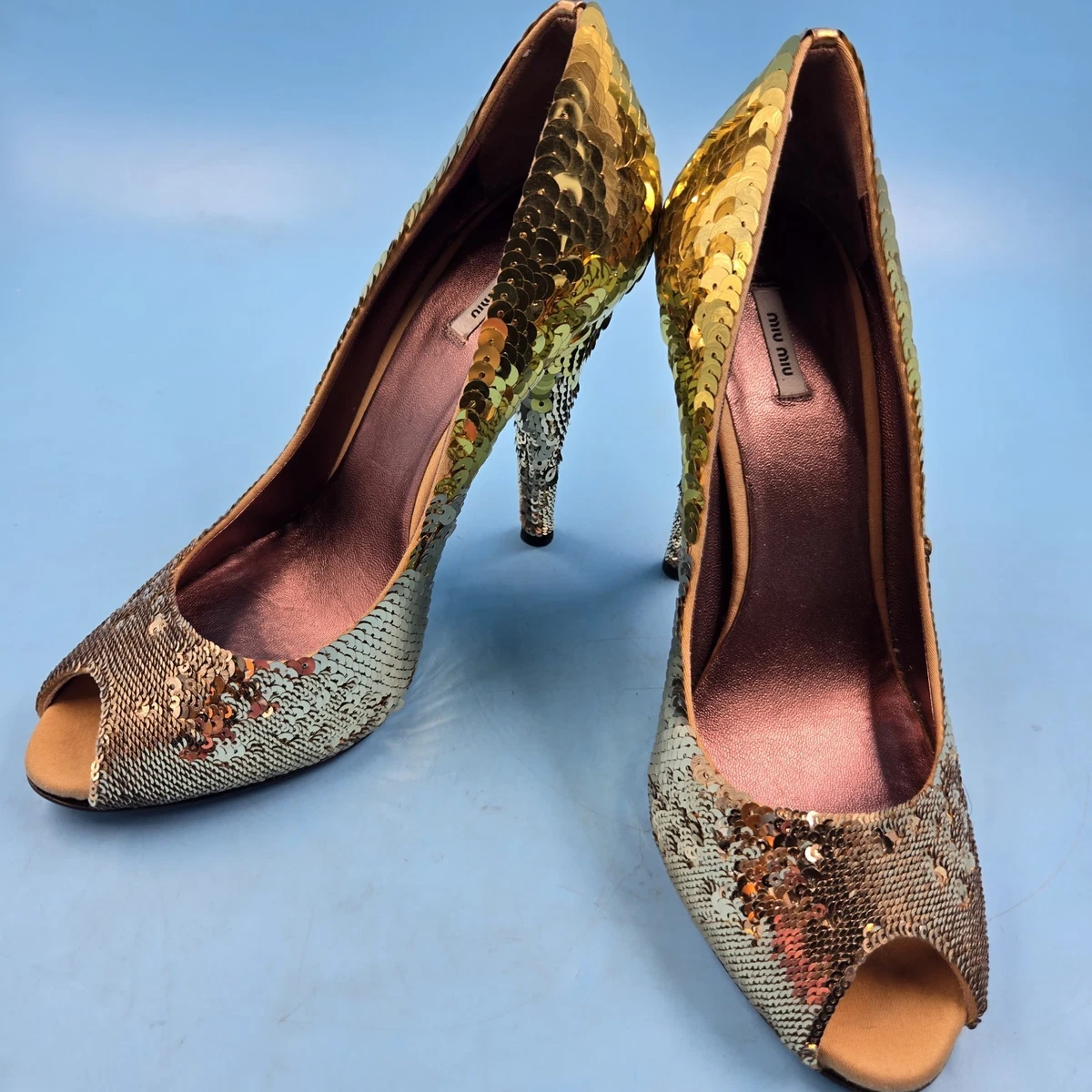 Gold Heels Miu Miu for sale | eBay