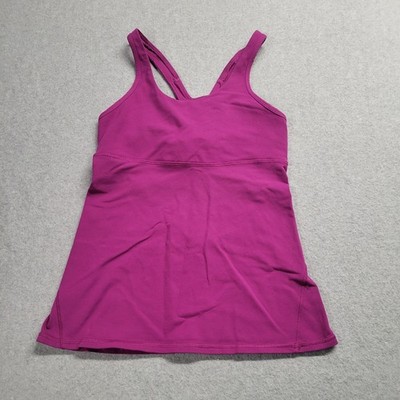 Lululemon Athletica Womens Size 6 Magenta Purple Racerback Tank Top Mesh Cutout