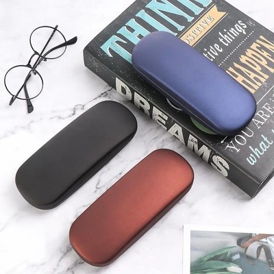 NEW Clam Shell Hard Eyeglasses PU Glasses Case Black w/Microfiber Cleaning Cloth