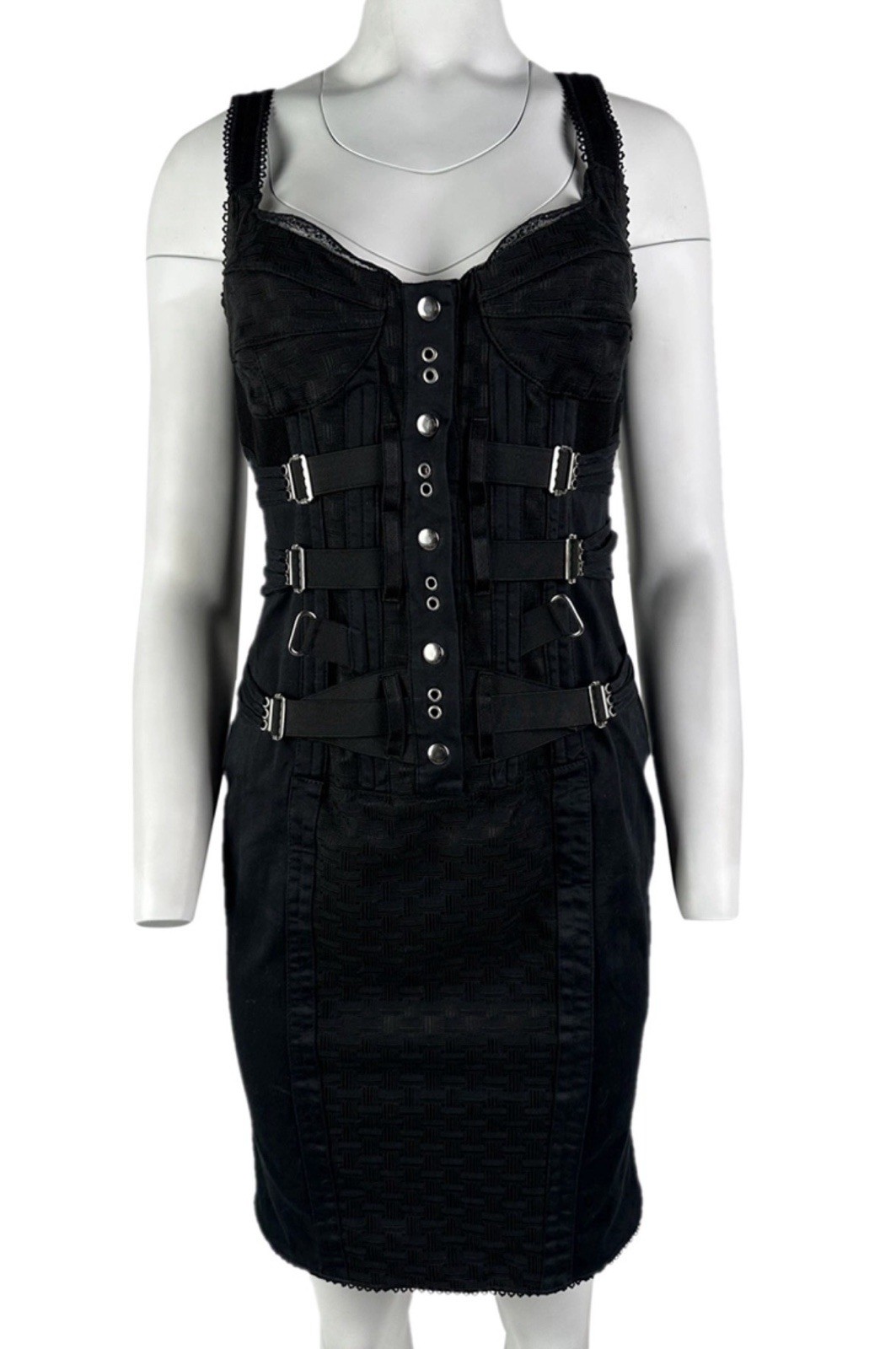 D&G By DOLCE & GABBANA Rare Vintage Spring 2004 Corset Buckle Bondage Dress S image 2