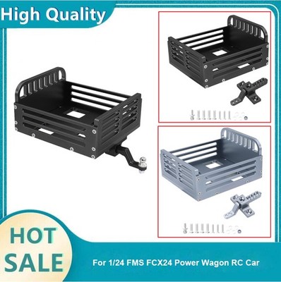 Metal Rear Bucket Carriage Trailer w/Hitch For 1/24 FMS FCX24 Power Wagon RC SUK