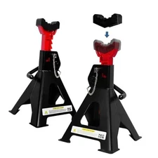 3 Ton Jack Stands Heavy Duty 3 Ton Jack Stands with Rubber Pads Black+Red