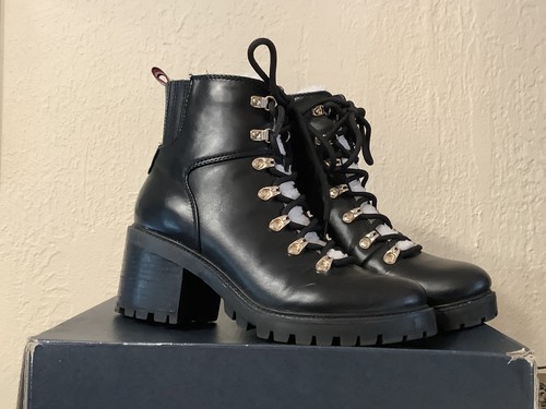 Tommy Hilfiger Lamere2 schwarze Kampfstiefel mit Blockabsatz Damengröße 6M - Bild 3 von 7