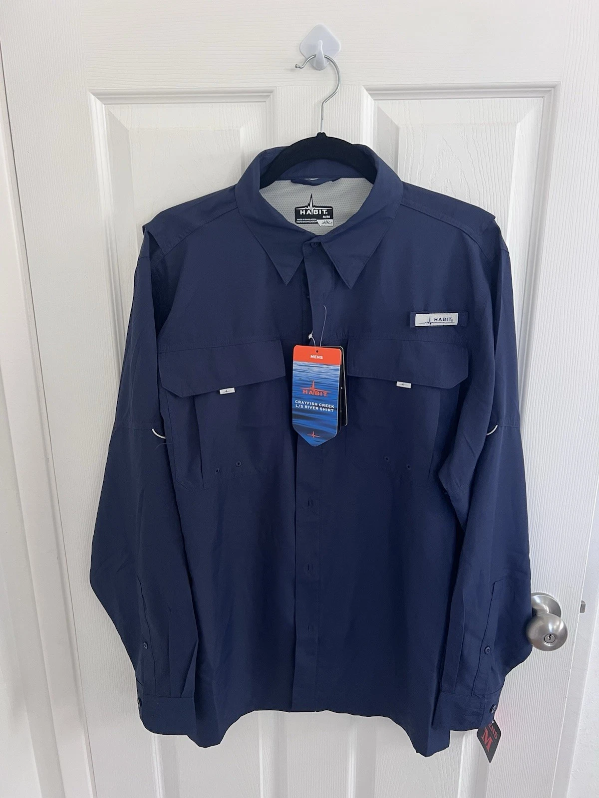 Habit Solar Factor 40+ Blue Long Sleeve Vented Fishing Shirt Men's size Medium