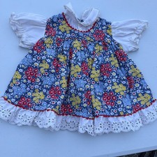 VTG Handmade Baby Girl Floral Ruffle Dress See Measurements For Size