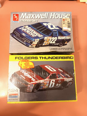 TWO Coffee Cars, #6 Folgers Ford, @22 Maxwell house' Ford Model Kit, NIB