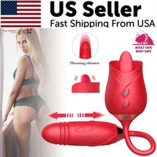 Rose Sucking Vibrator Licking Tongue Clit G-spot Dildo Oral Sex Toys for Women