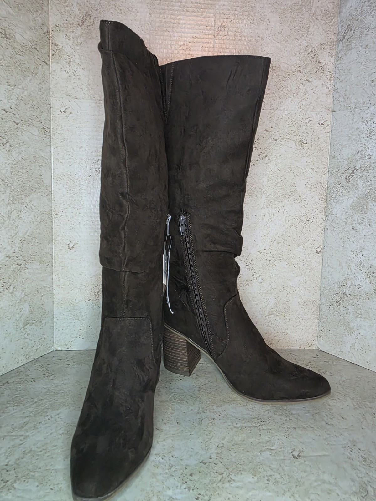 Western Cowboy Boots Women Sz 9 Pointed Toe Knee High Cowgirl Brown Comfort