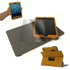 IPAD MINI RETINA CASE COVER SCREEN PROTECTOR SUEDE BEIGE 360 DEGREE ROTATING