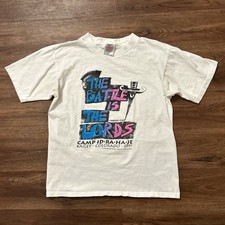 Vintage 1990s Made In USA “The Battle Is The Lords”Jesus White Tee Size Medium