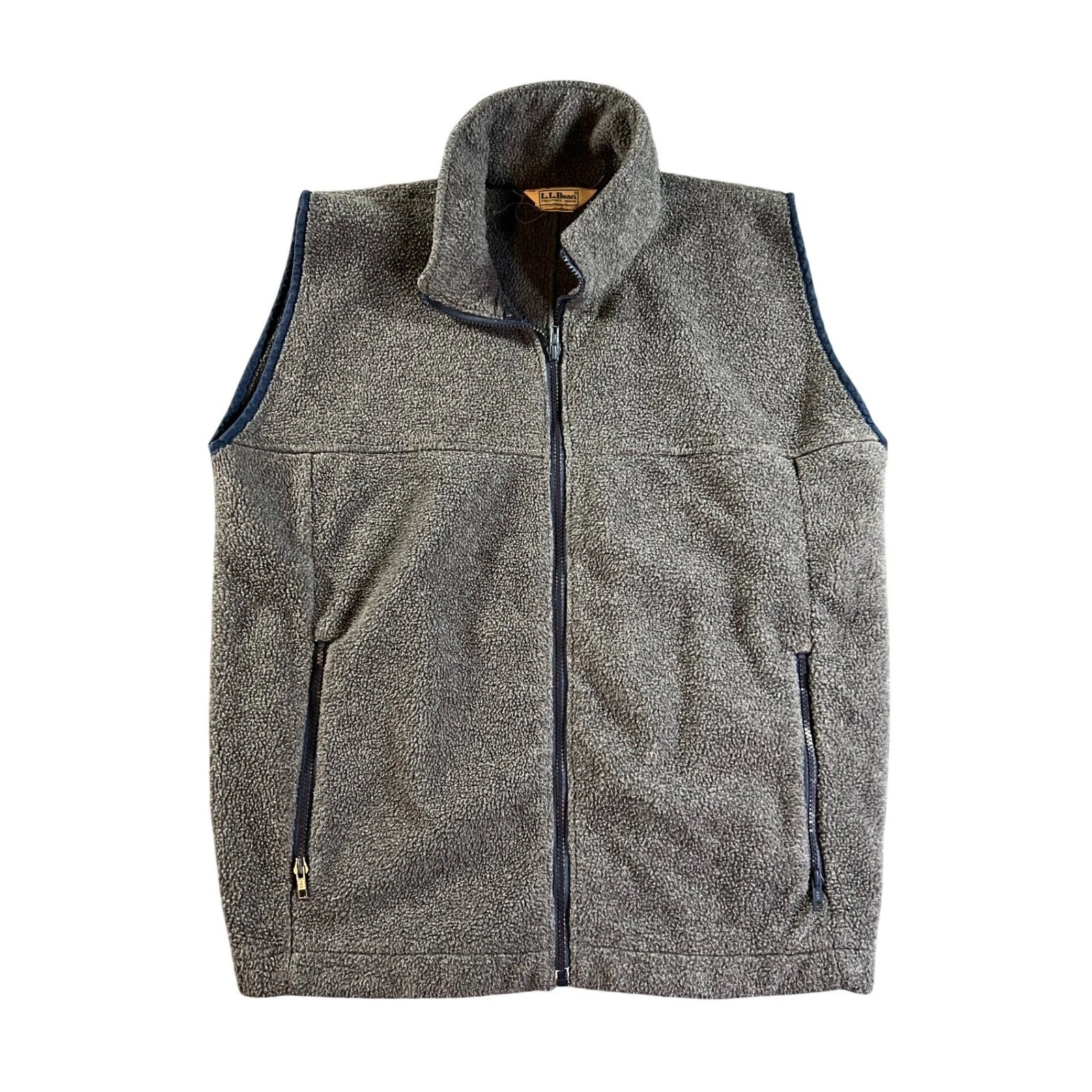 Vintage LL Bean Fleece Vest Mens XL Gray Full Zip Deep Pile Gorpcore Outdoor