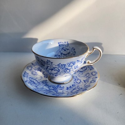 Vintage Royal Standard  Royal Tudor  Fine Bone China Floral blue white tea set