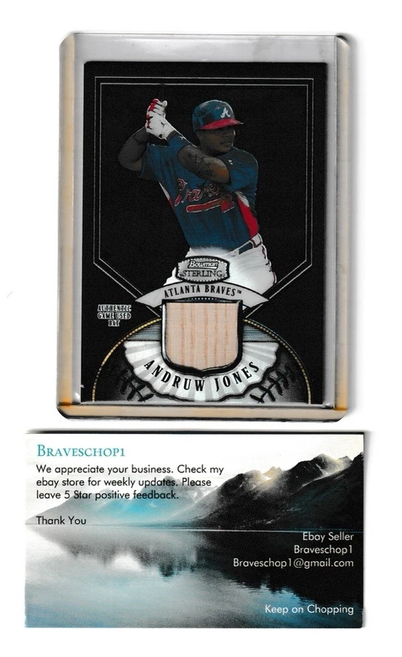Andruw Jones 2007 Bowman Sterling Atlanta Braves Black Refractor Bat Relic Card - Image 2 of 3