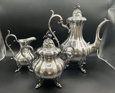 Reed and Barton Winthrop 3pcs Tea Set Silver Plated 1795C Vintage 1950s