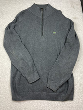 Lacoste Mens 1/4 Zip Sweater Mock Neck Gray Size 6 XL