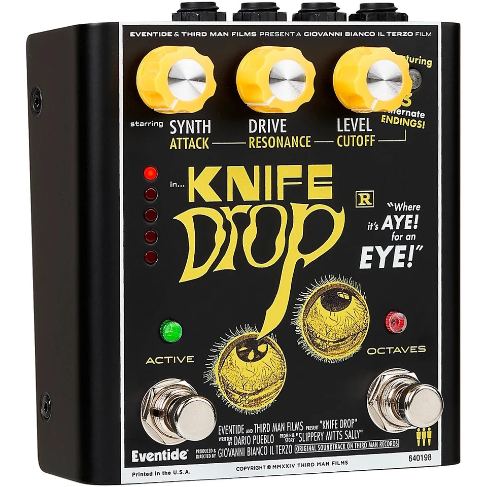 Cuchillo Eventide Drop Fuzz octava con pedal de efectos de sintetizador monofónico negro Foto 2 de 4