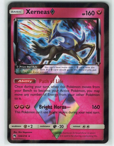 2018 Pokemon, Lost Thunder, #144/214 Xerneas Prism Star, Holo Prism Rare LP