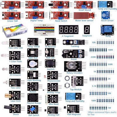 kuman Compatible For Arduino Raspberry pi Sensor kit, 37 in 1 Robot Projects ...