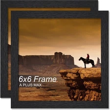 2 Pack Black Engineered Wood 6x6 Picture Frame for Wall Display Photo Poster