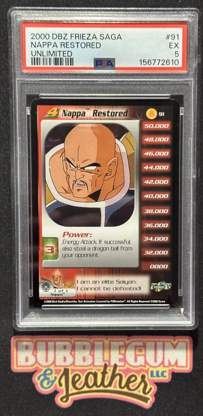 2000 Dragon Ball Z Frieza Saga Nappa Restored Rare Unlimited #91 PSA 5