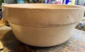 Antique Stoneware Large Mixing Bowl 10.675”W Porch Crock Decor Use Only