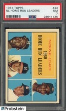 1961 Topps #43 NL Home Run Leaders Aaron Mathews Banks HOF Boyer PSA 7