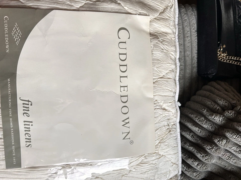 Manta edredón de plumón Cuddledown diamante arrugado marfil doble Foto 2 de 4