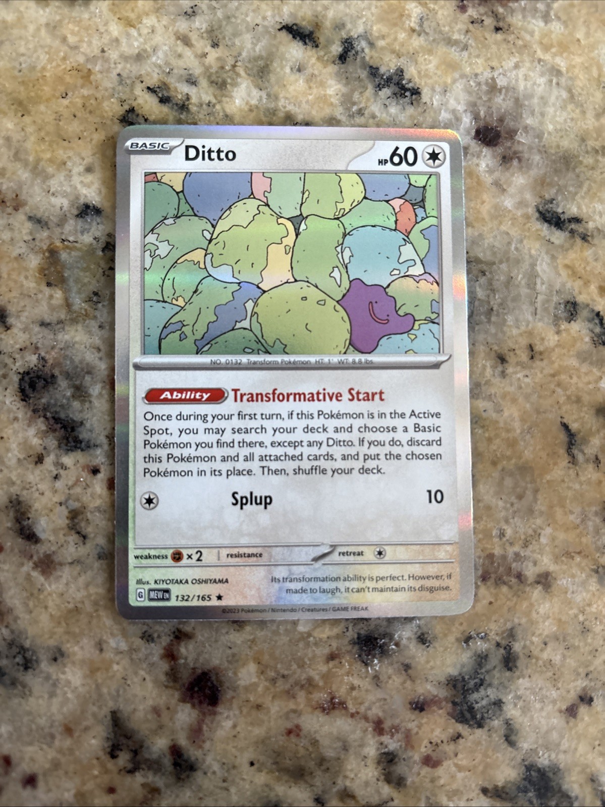 Pokémon TCG Ditto Holo Rare Card 132/165 Scarlet & Violet 151 Series