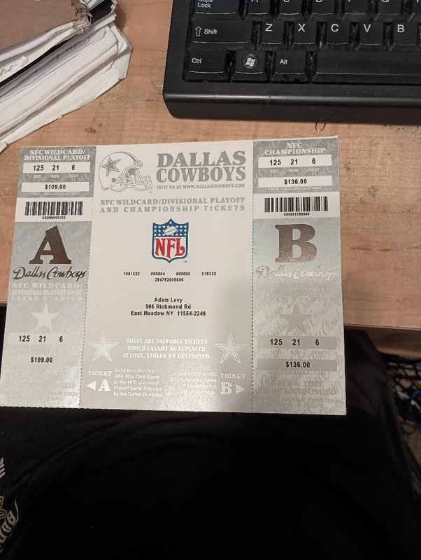 DALLAS COWBOYS Ticket Stub NFC WILDCARD / DIVISIONAL PLAYOFF & CHAMPIONSHIP Ex