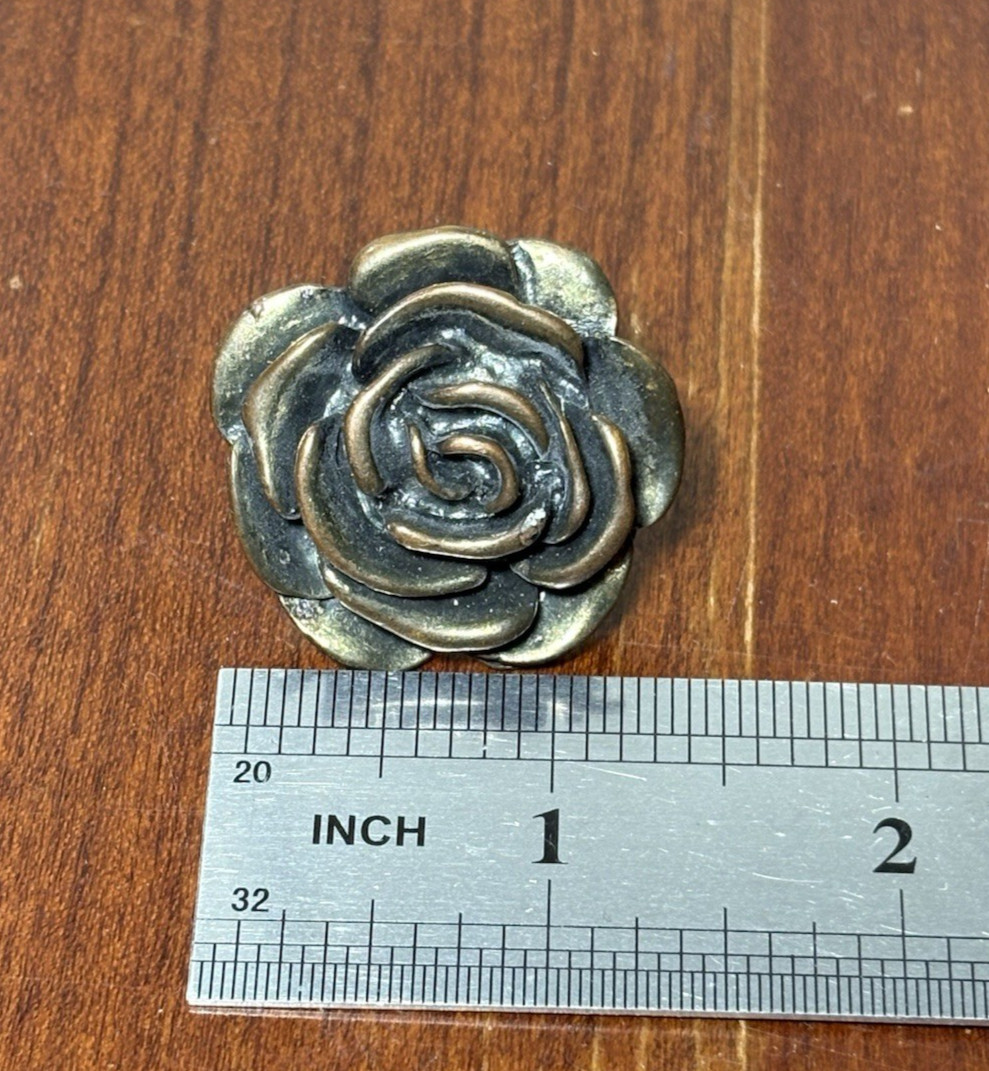 Vintage Rose Statement Ring Adjustable Brushed Go… - image 9
