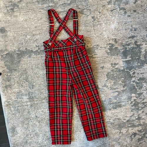 Vintage DiJon Apparel Festive Red Plaid Suspender Pants Overalls Girls 6 - Picture 7 of 11
