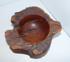 Vintage Manzanita Burl Wood Live Edge Bowl Artist Signed Estate Find 