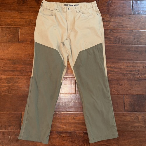 Duluth Trading Co Flex Fire Hose Men’s 36x32 Canvas Work Hunt Farm Khaki Green