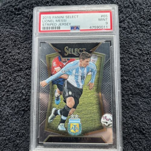 LIONEL MESSI 2015 Panini Select Striped Jersey #65 PSA 9 - Picture 1 of 2