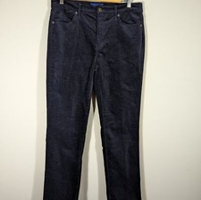 Talbots Womens Navy High Waist Straight Leg Corduroy Pants Sz 8P Mature Preppy