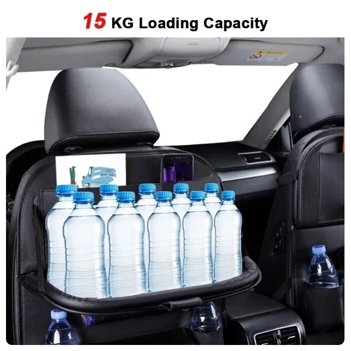 Cuero Asientos Coche Organizador Con Tabla - Fácil de Instalar, Negro - Imagen 3 de 3