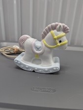 Vintage Enesco 1985 Porcelain Rocking Horse Nursery Night Light Lamp.