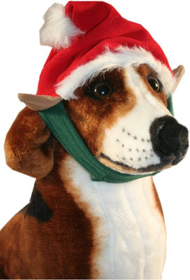Fashion Pet ELF HAT Dog Soft Fleece Hook/Loop Chin Strap Closure Attached Ears 