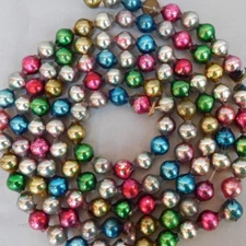 Shiny Mercury Glass Garland 6mm Beads Christmas Strands Choose Color All Solid