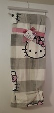 NEW Hello Kitty Plush Throw Blanket Pink Bow Gray White Gingham Check 50"x70"