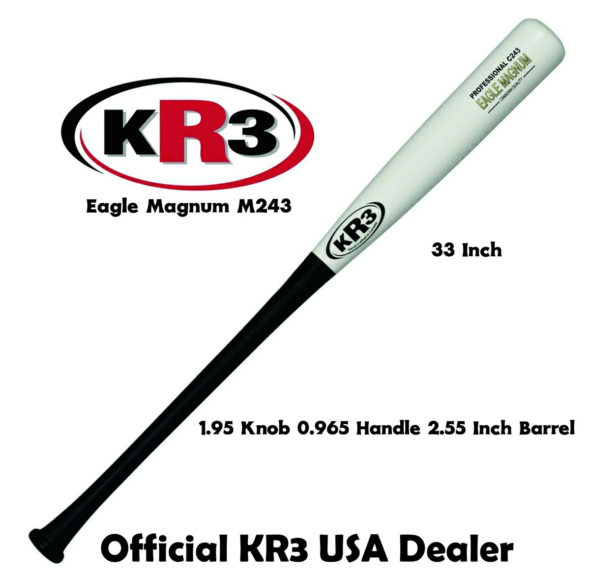Bate de béisbol de madera compuesta KR3 C243 33 pulgadas Eagle Maple Magnum garantía de 60 días